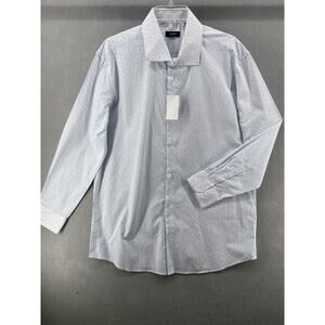 Zanetti‎ Shirt Men 17.5 32/33 Button Down White Floral Printed Long Sleeve NWOT